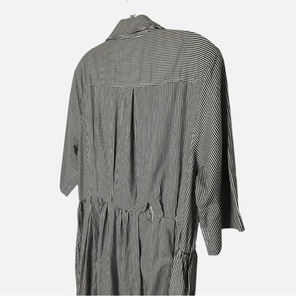 Adam Lippes Striped Midi Shirt Dress Black/White Size 14 **READ FLAW** - Picture 6 of 8